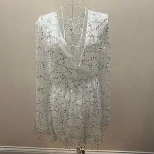 COPY - A white romper with silver sequins